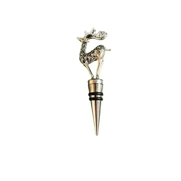 Reindeer Bottle Stopper Bar Tool Silver with Rhinestone Antlers Pier 1 Imports - Picture 1 of 3